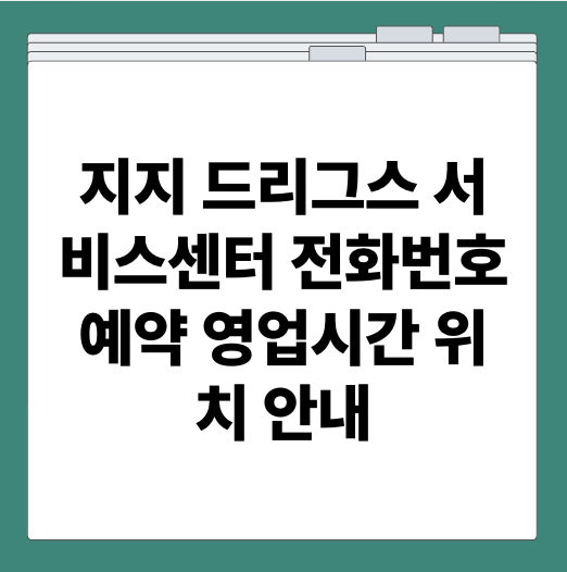 지지 드리그스 서비스센터 전화번호 예약 영업시간 위치 안내