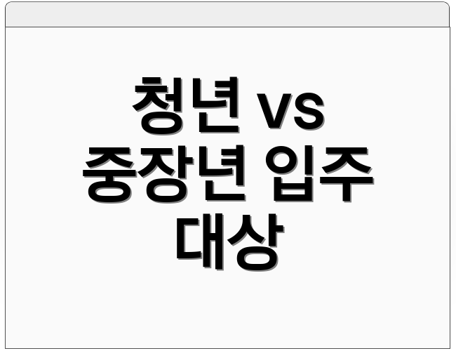 청년 vs 중장년 입주 대상