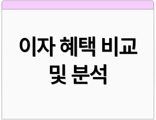 이자 혜택 비교 및 분석