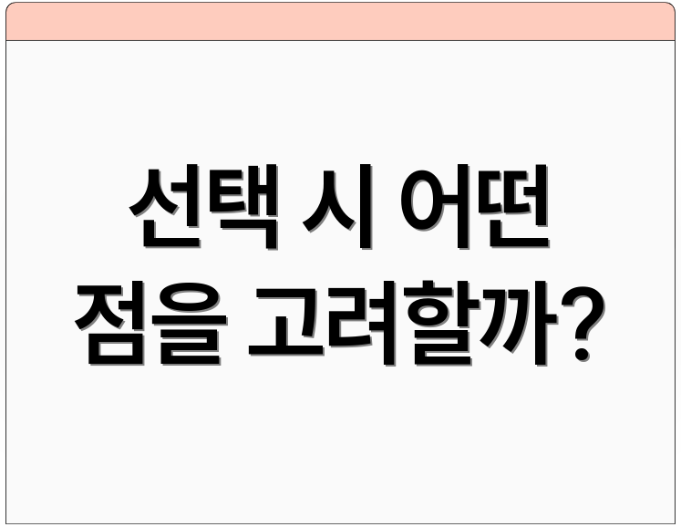 선택 시 어떤 점을 고려할까?