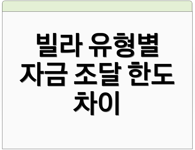 빌라 유형별 자금 조달 한도 차이